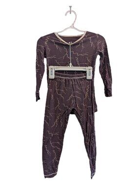 Kickee Pants Bamboo Two Piece Brown Scribbles Pajamas 3T